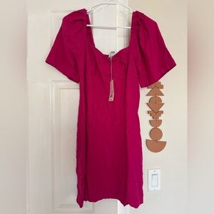Vibrant Pink Puff Sleeve Dress BRAND NEW WITH TAGS